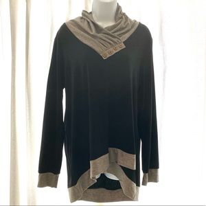 Black and Gray Tunic with crosses cowl neck